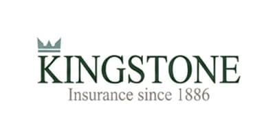 The Kingstone Insurance company logo features the word "KINGSTONE" in large, serif capital letters with a decorative crown symbol above it. Beneath the main text, the tagline "Insurance since 1886" appears in smaller, gray serif font, indicating the company's long-established history in the insurance industry.